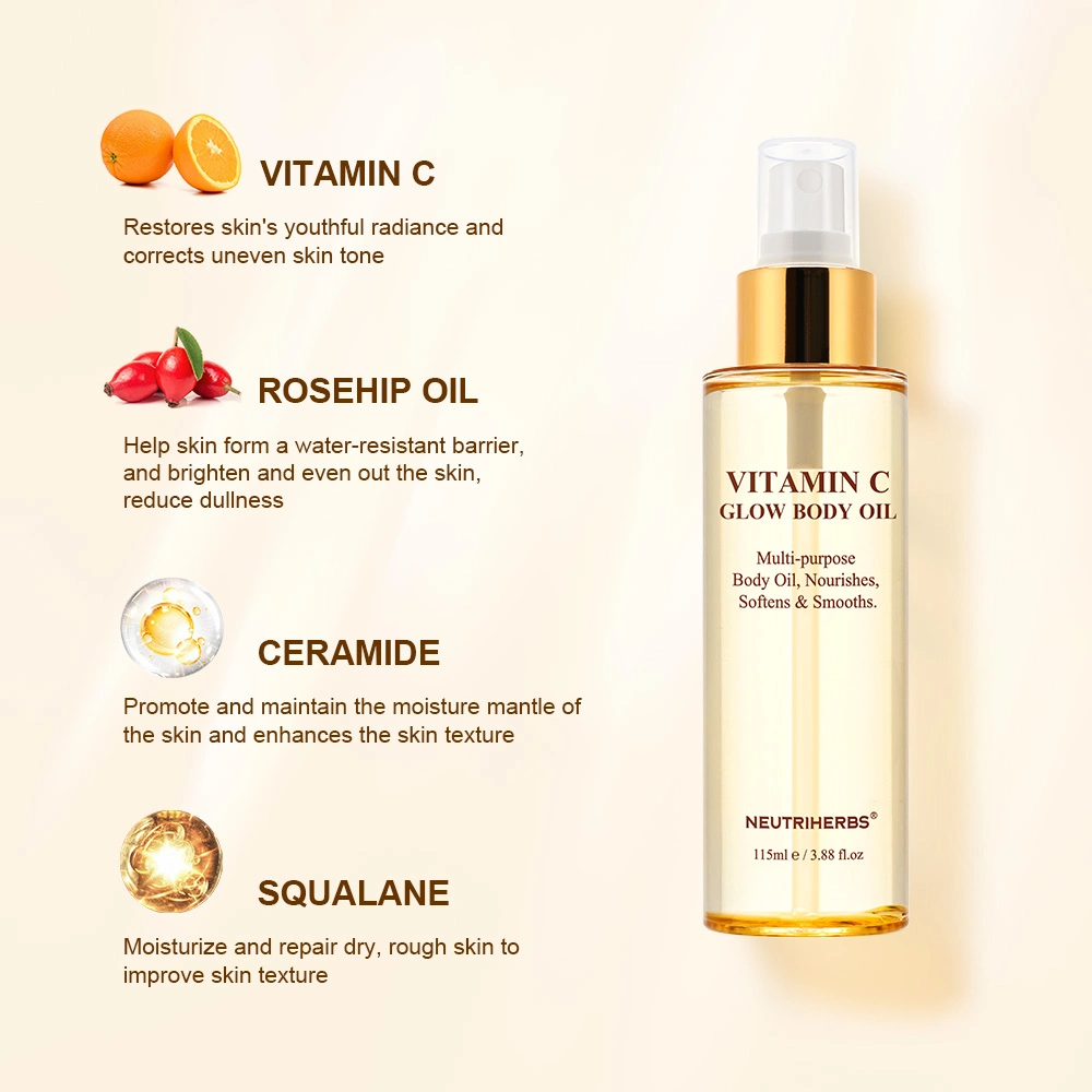 Wholesale Natural Herbal Brightening Glowing Vitamin C Body Oil