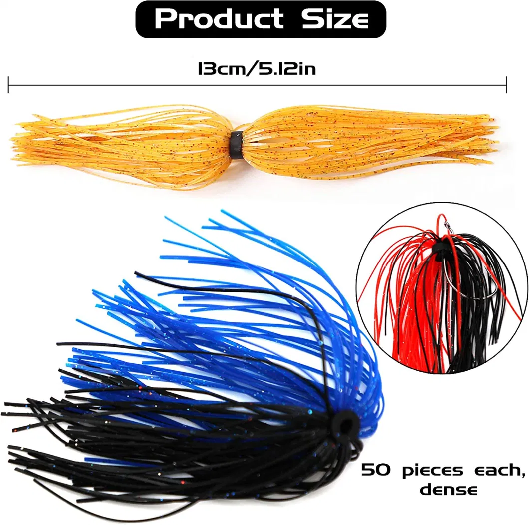 Silicone Jig Skirts DIY Rubber Skirt Fishing Bass Jig Lures 50 Strands Fishing Lure Skirt Replacement for Spinnerbaits Bass Buzzbaits Fishing Jigs Trailers